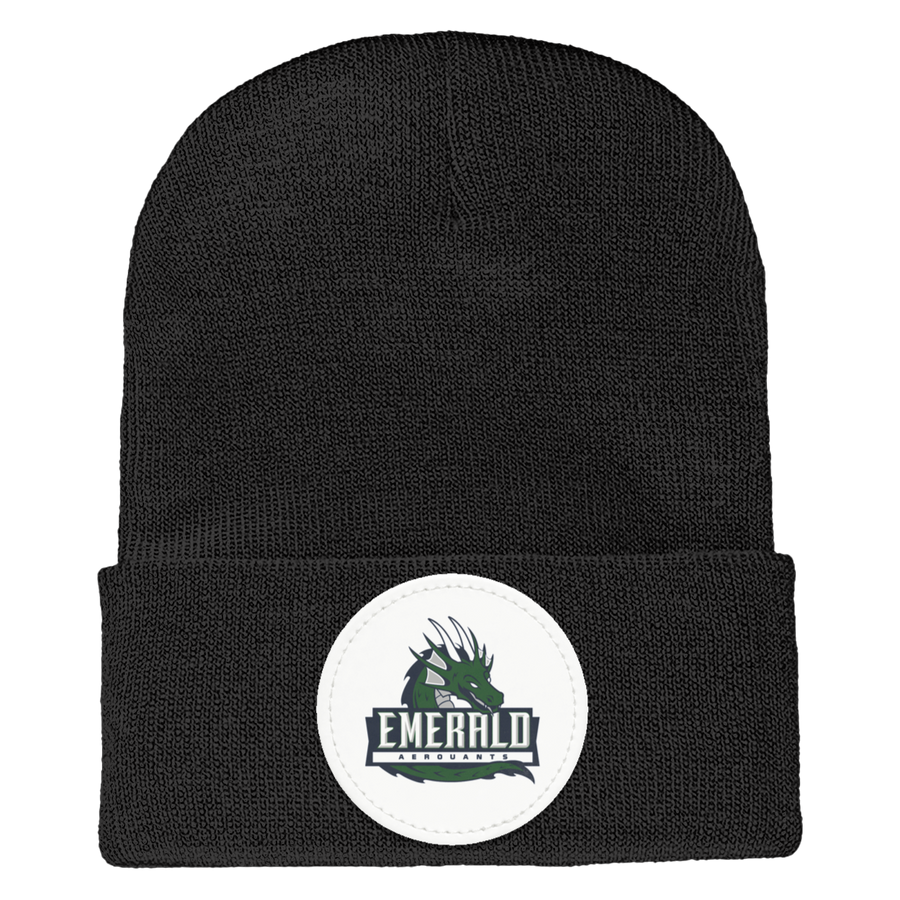 Emerald High School Spirit Wear 2024/25 On-Demand-1501 Yupoong Adult Cuffed Knit Beanie - Circle Patch