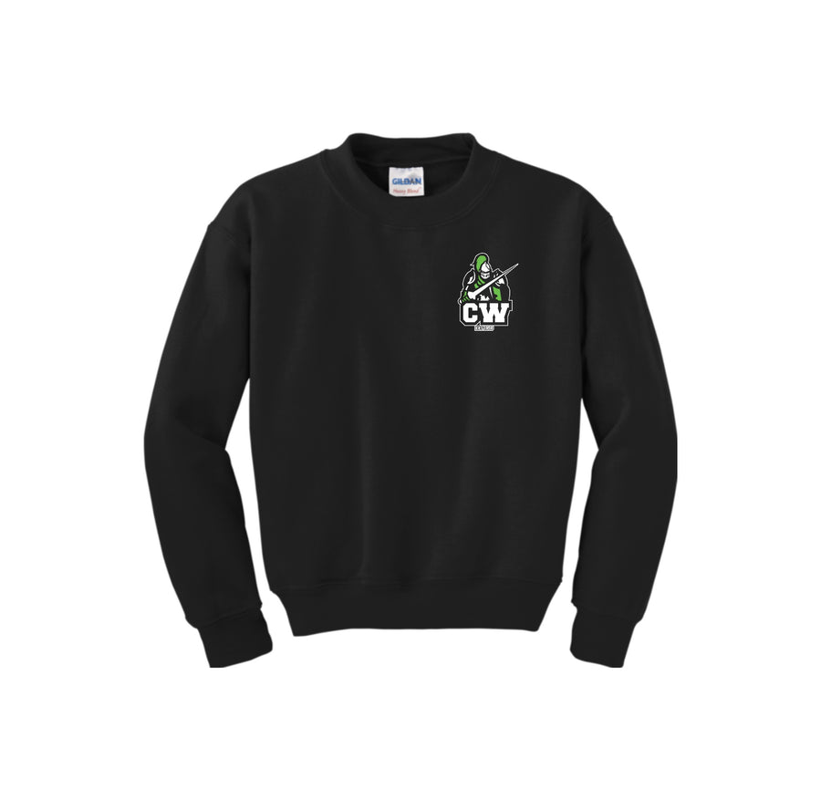 Charlotte Wood Middle School Spirit Wear 2024-25 On Demand-Youth Unisex Gildan Crewneck Sweatshirt On-Demand CW Logo