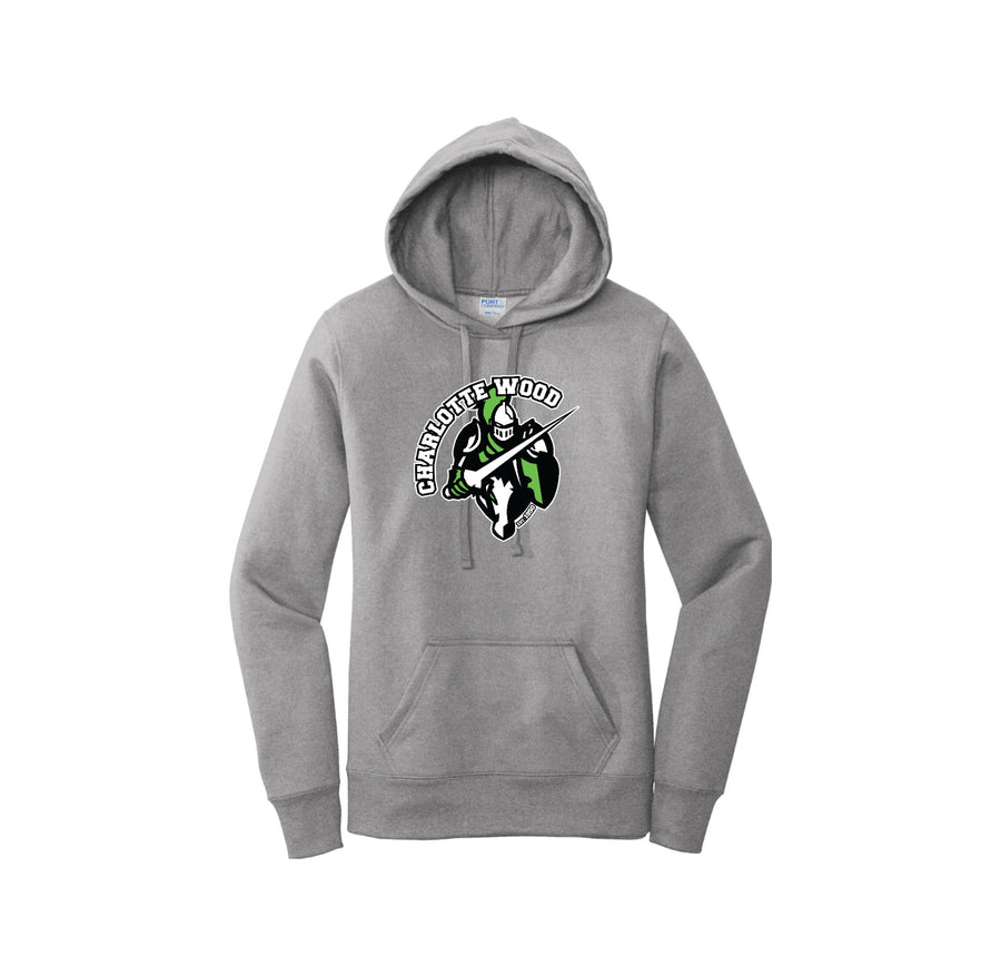 Charlotte Wood Middle School Spirit Wear 2024-25 On Demand-Ladies Core Fleece Pullover Hooded Sweatshirt On-Demand Knight Logo