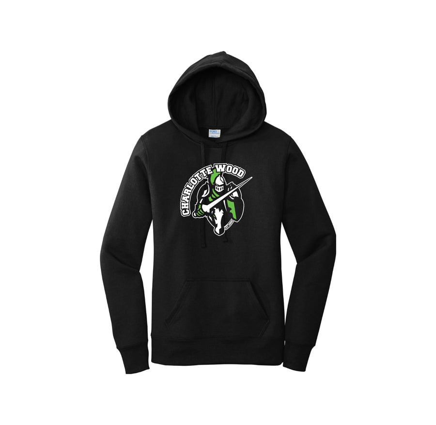 Charlotte Wood Middle School Spirit Wear 2024-25 On Demand-Ladies Core Fleece Pullover Hooded Sweatshirt On-Demand Knight Logo