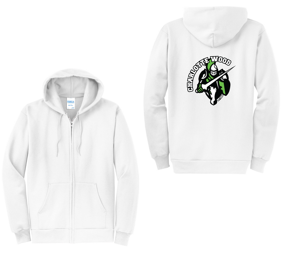 CWMS-Adult Unisex Port & Co Core Fleece Full-Zip Hooded Sweatshirt On-Demand Knight Logo