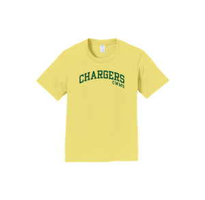 Charlotte Wood Middle School Spirit Wear 2024-25 On Demand-Youth Unisex Port & Co Fan Favorite Premium Tee On-Demand Chargers Logo