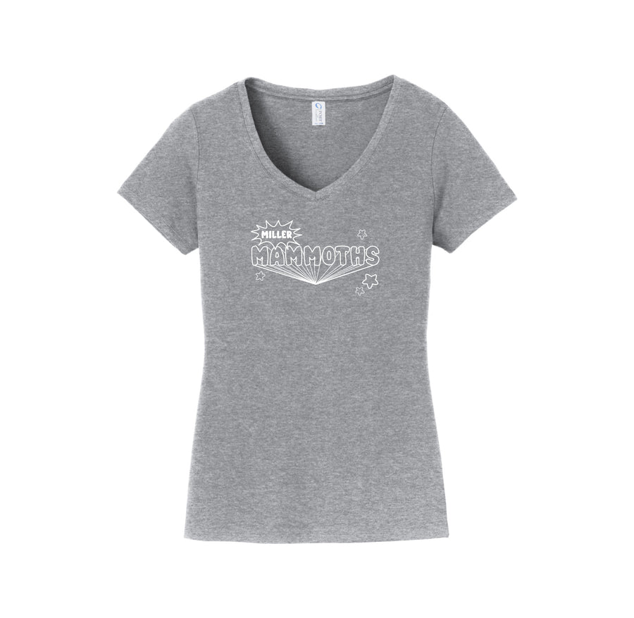 Miller Elementary School-Womens Fan Favorite V-Neck Tee On-Demand Typographic Logo