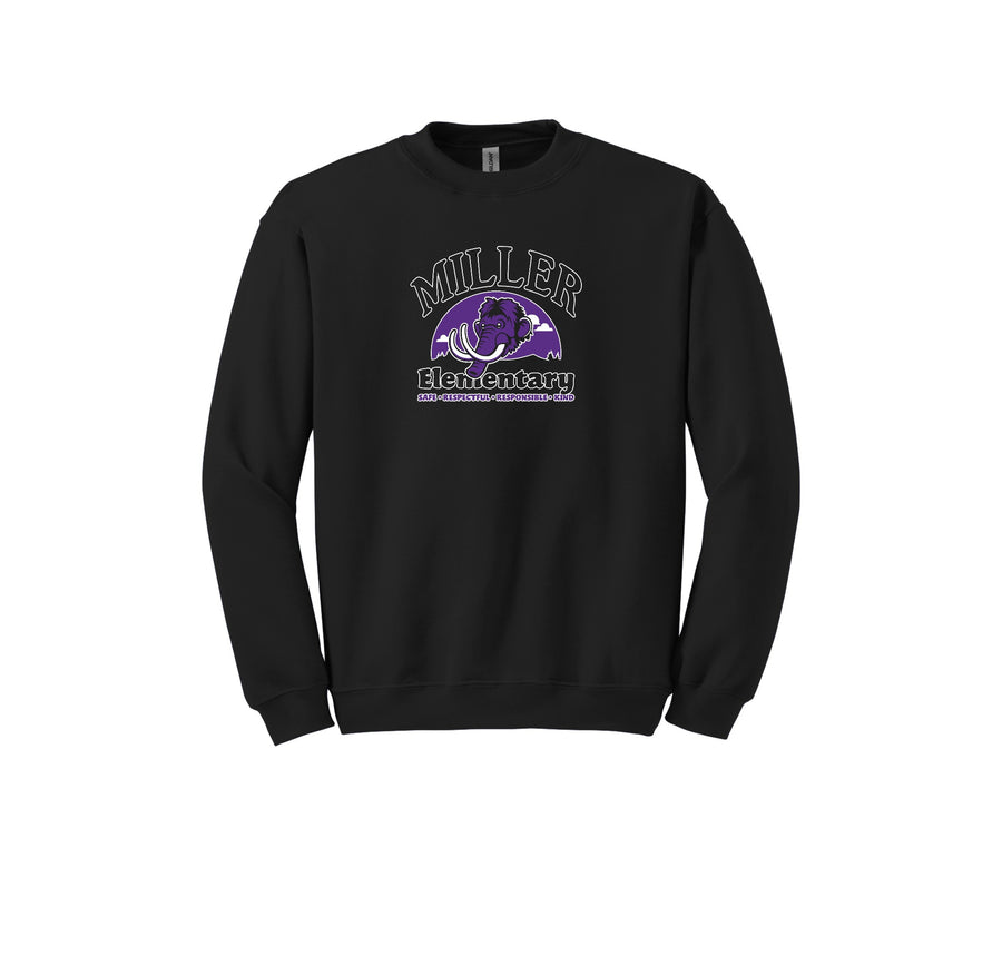 Miller Elementary School-Adult Unisex Crewneck Sweatshirt On-Demand Purple Mammoth