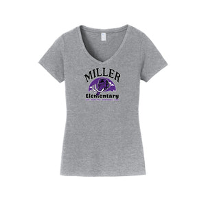 Miller Elementary School-Womens Fan Favorite V-Neck Tee On-Demand Purple Mammoth