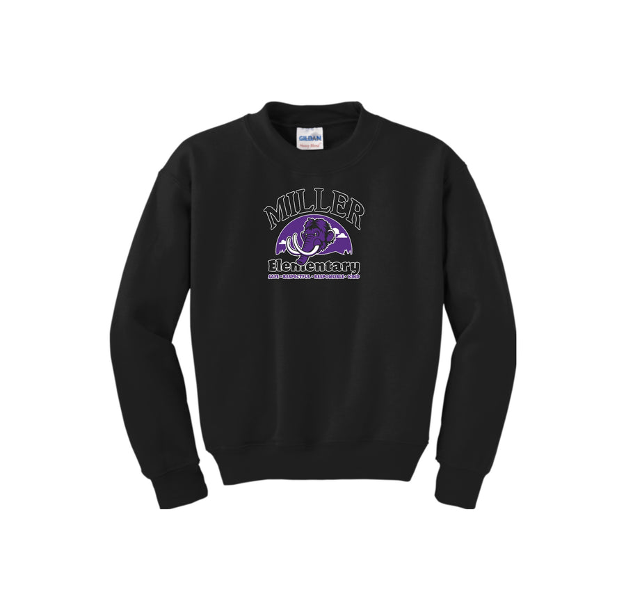 Miller Elementary School-Youth Unisex Crewneck Sweatshirt On-Demand Purple Mammoth