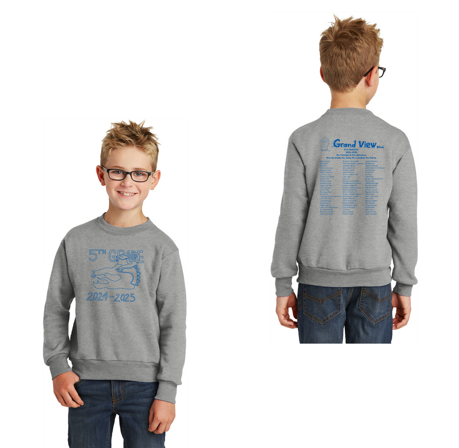 Grand View Blvd 5th-Grade-Youth Unisex Port & Co Crewneck Sweatshirt On-Demand