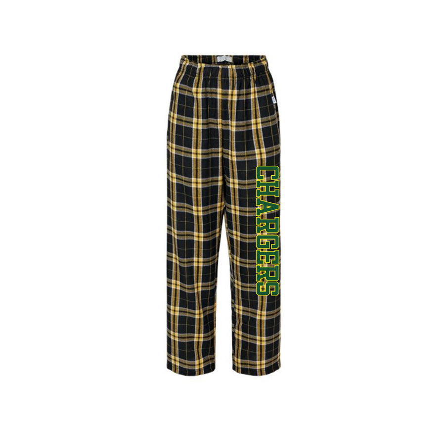 Charlotte Wood Middle School Spirit Wear 2024-25 On Demand-Boxercraft Youth Flannel Pants On-Demand Chargers Logo