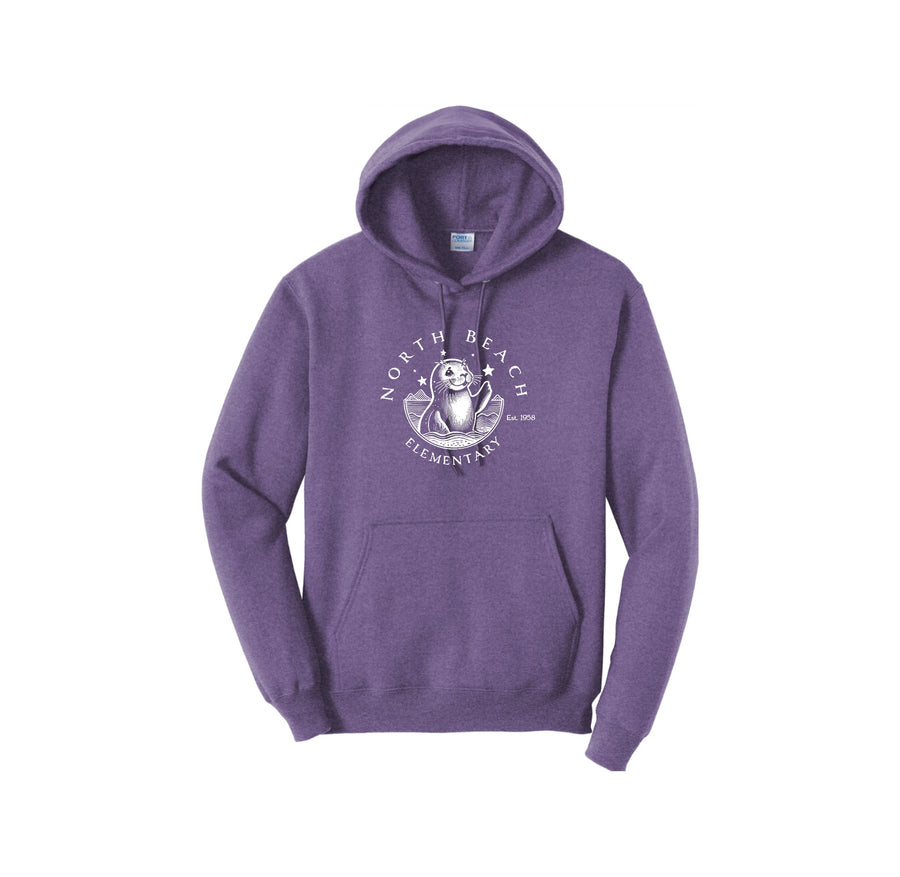 North Beach Elementary On Demand-Adult Unisex Port & Co Core Fleece Pullover Hooded Sweatshirt On-Demand White