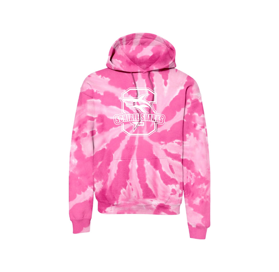 Schirle Elementary-Adult Unisex Tie-Dye Pullover Hooded Sweatshirt On-Demand White Logo