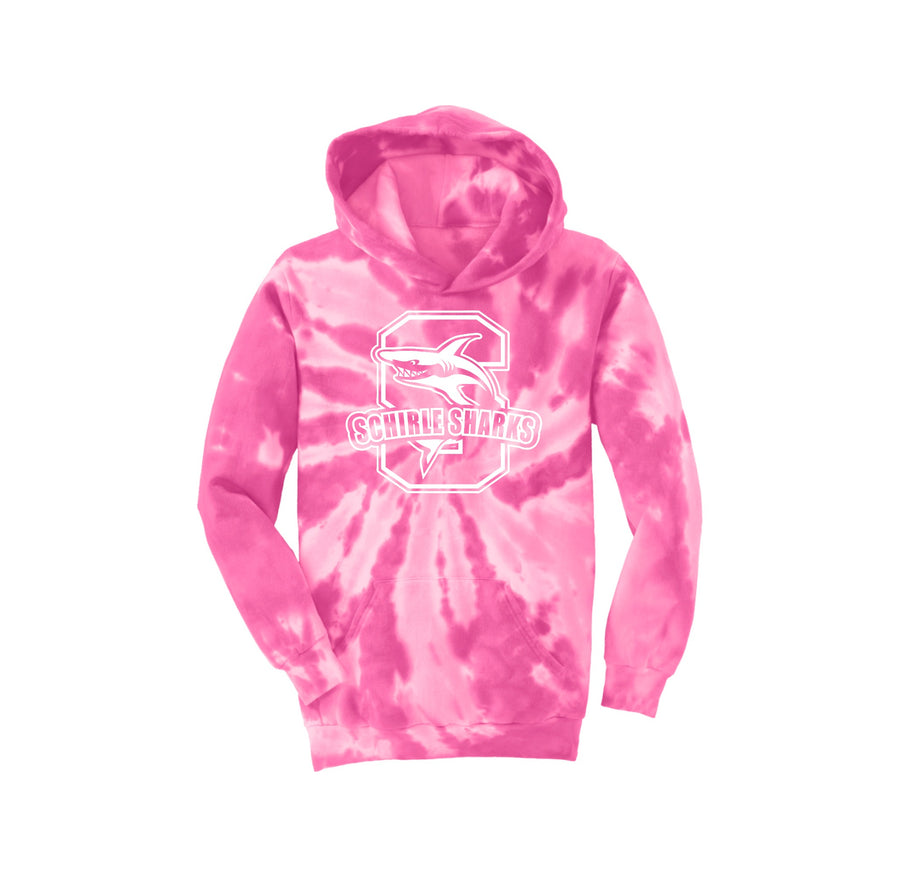 Schirle Elementary-Youth Tie-Dye Pullover Hooded Sweatshirt On-Demand White Logo