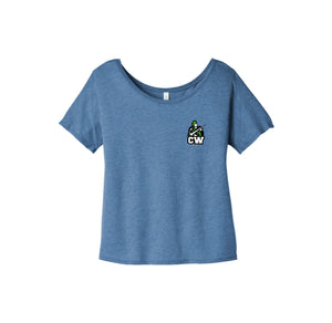 Charlotte Wood Middle School Spirit Wear 2024-25 On Demand-Women’s Slouchy Bella & Canvas Tee On-Demand CW Logo