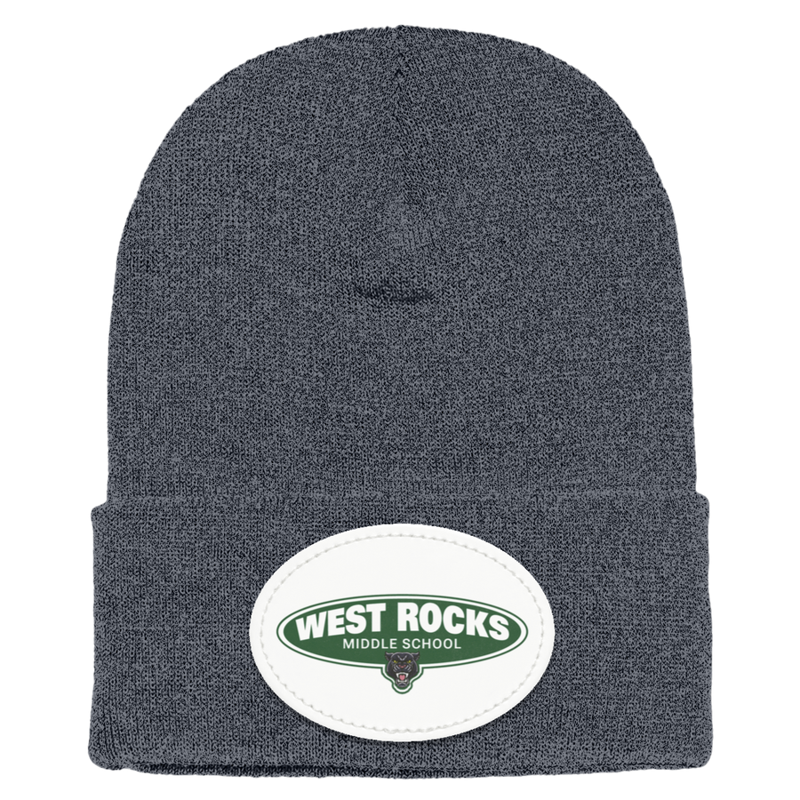 West Rocks MS-1501 Yupoong Adult Cuffed Knit Beanie - Oval Patch