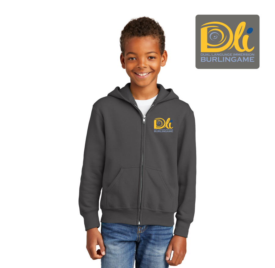 DLIP-Youth Full-Zip Hooded Sweatshirt - Yellow Logo