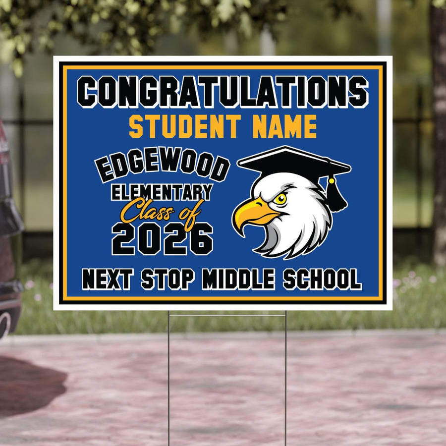 Edgewood 5th Grade Grad Signs 2026-Yard Sign w/ Stake + Personalized Name