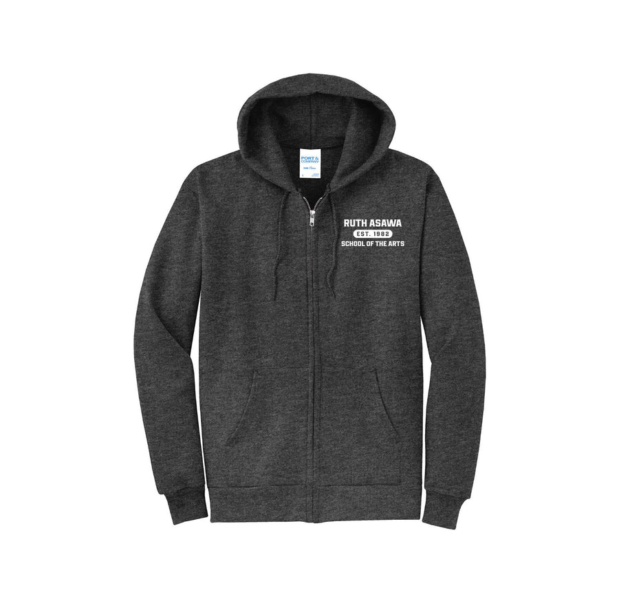 Ruth Asawa-Adult Unisex Port & Co Core Fleece Full-Zip Hooded Sweatshirt Retro Logo