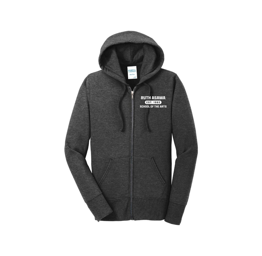 Ruth Asawa-Womens Port & Company Core Fleece Full-Zip Hooded Sweatshirt Retro Logo