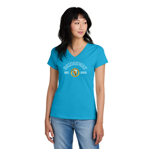 Bridgeway Island-Womens Premium District V-Neck Circle Logo