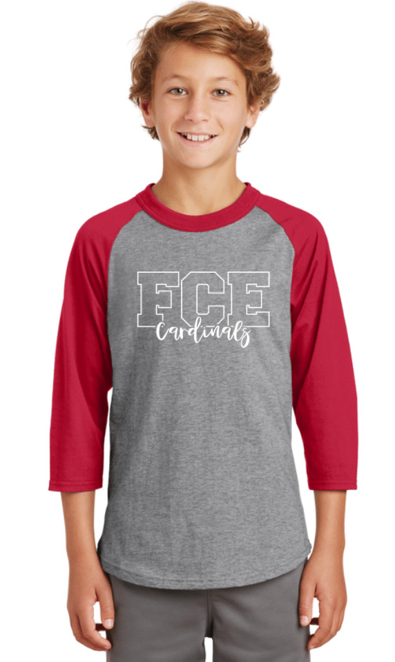 Fall Creek Elementary-Unisex Baseball Tee FCE Logo #1