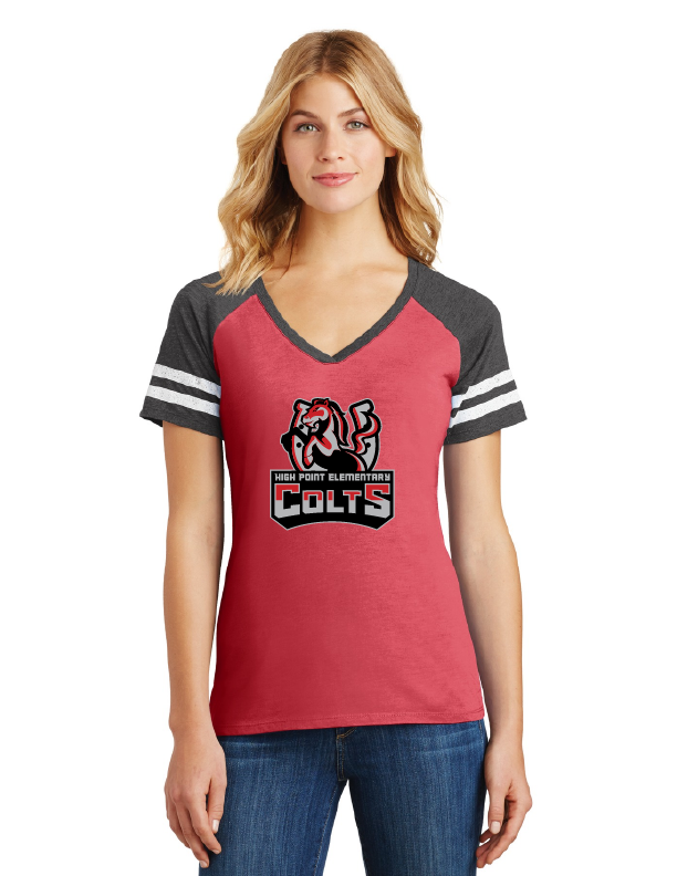 High Point Elementary Spirit Store On-Demand-District Ladies Game V-Neck Tee STAFF