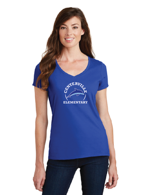 Centerville Elementary Spirit Wear On- Demand-Port and Co Ladies V-Neck Circle