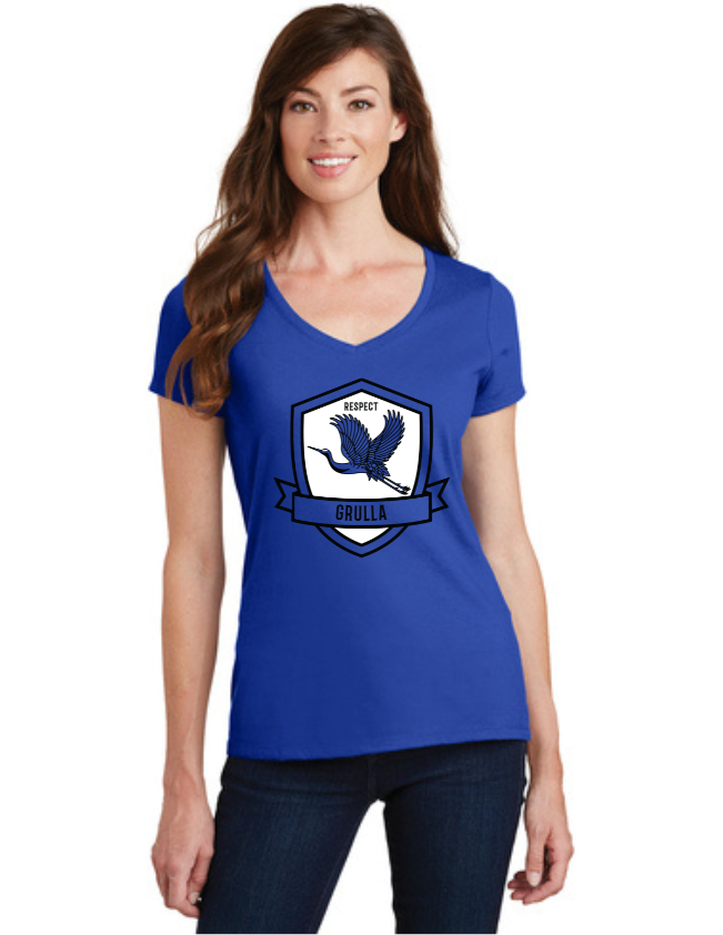 Maybeury Elementary On-Demand-Port and Co Ladies V-Neck Grulla