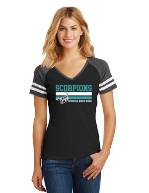 Sykesville Middle School 2023-24 Spirit Wear On-Demand-District Ladies Game V-Neck Tee Stripes