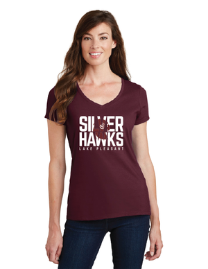 Lake Pleasant On- Demand-Port and Co Ladies V-Neck Silver Hawks