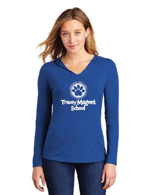 Tracey Magnet Spirit Wear 2023/24 On-Demand-District Womens Perfect Tri Long Sleeve Hoodie Tracey Circle Paw Logo