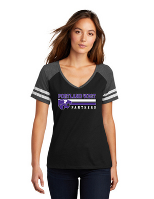 Portland West Middle School Spirit Wear 2023/24 On-Demand-District Ladies Game V-Neck Tee