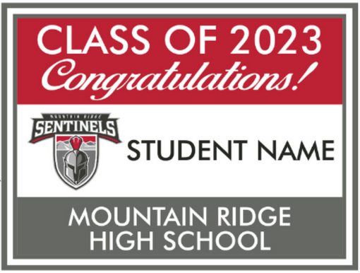 Mountain Ridge High School Grad 2023 On-Demand-Yard Sign w/ Stake + Personalized Name