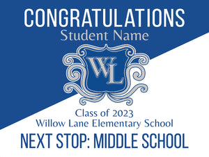 Willow Lane 5th Grade Grad Signs On-Demand-Yard Sign w/ Stake + Personalized Name