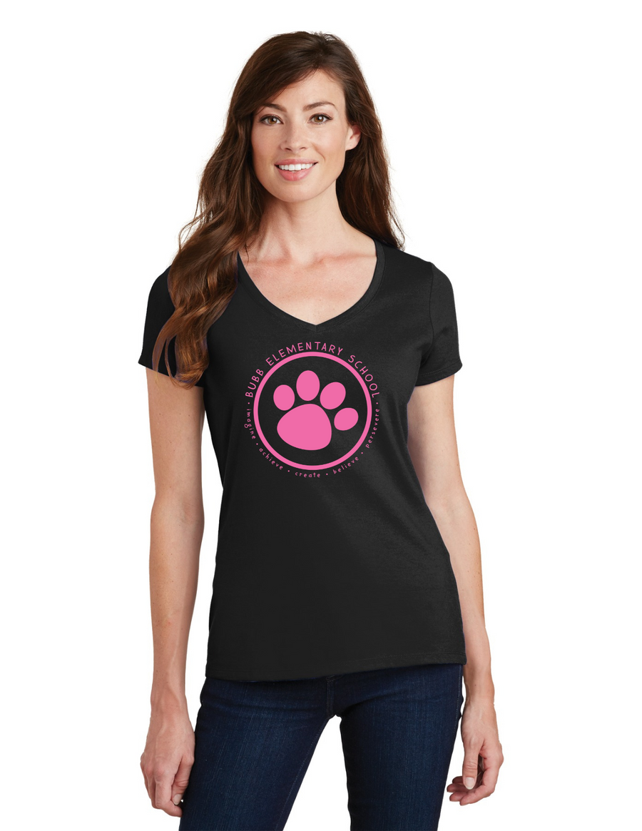 Benjamin Bubb Elementary School On-Demand-Port and Co Ladies V-Neck Pink Paw
