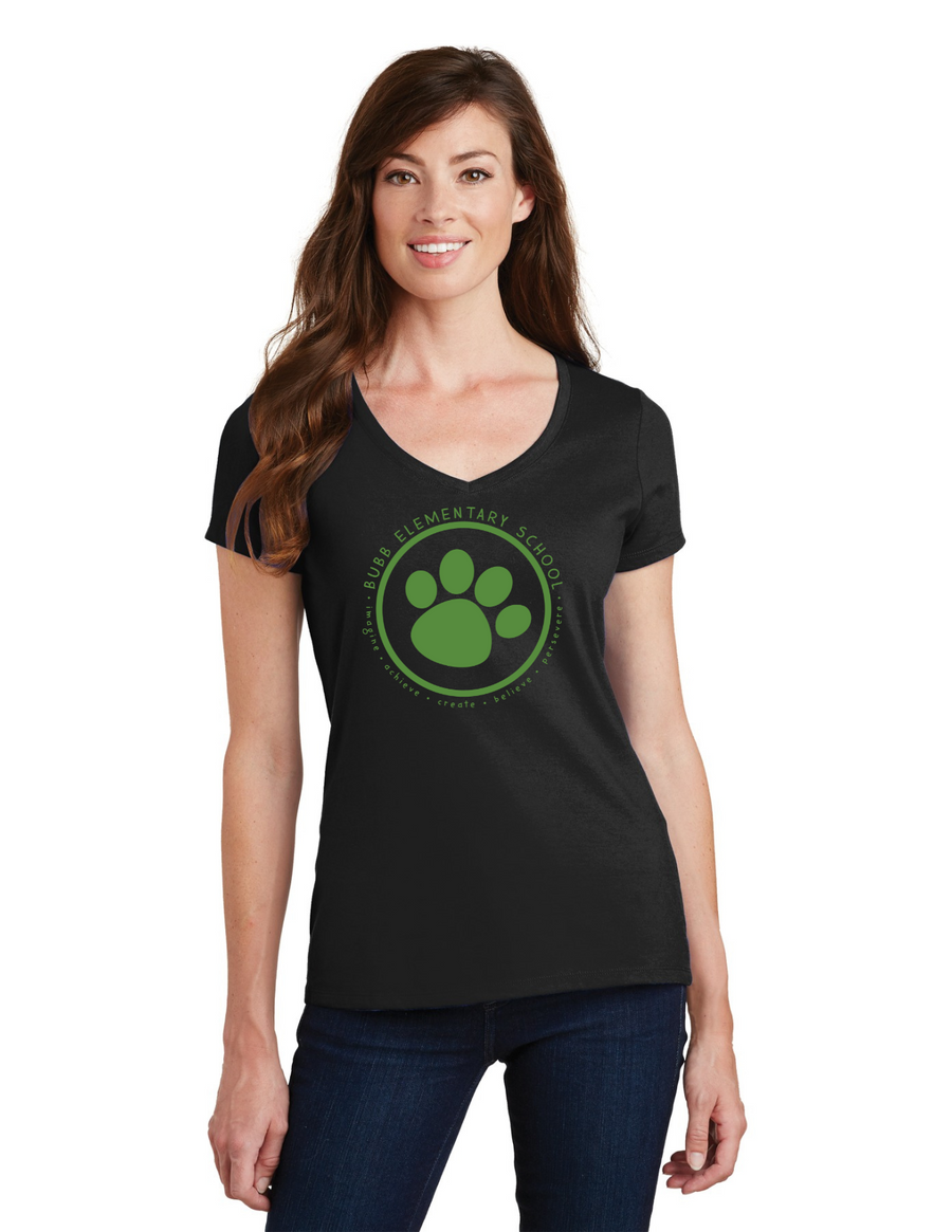 Benjamin Bubb Elementary School On-Demand-Port and Co Ladies V-Neck Green Paw