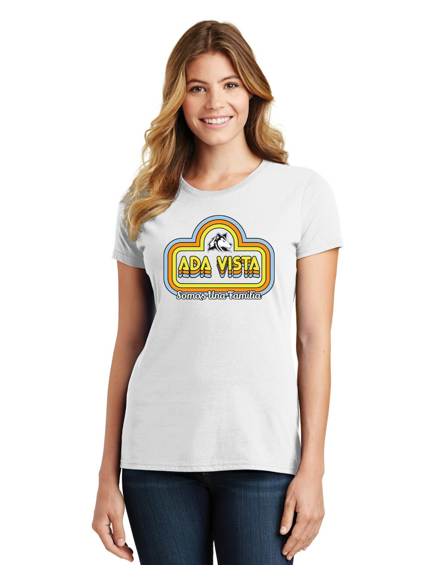 Ada Vista Elementary Spirit Wear 2023-24 On-Demand Store-Port and Co Ladies Favorite Shirt Yellow Logo