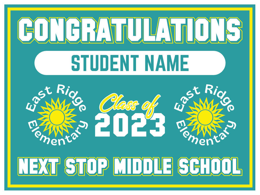 East Ridge 5th Grade Grad Signs 2023 On-Demand-Yard Sign w/ Stake + Personalized Name