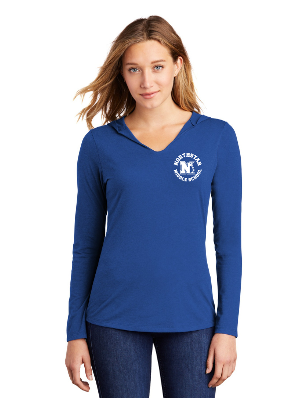 Northstar Middle School Spring 23 On-Demand-District Womens Perfect Tri Long Sleeve Hoodie Left Chest Logo
