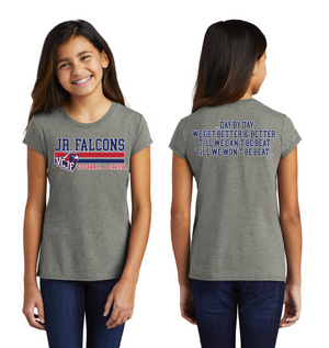 Vacaville Christian Junior Football Spirit Gear On-Demand-Youth District Girls Tri-Blend Tee Stripe Logo