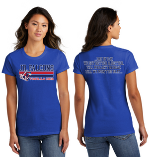 Vacaville Christian Junior Football Spirit Gear On-Demand-Port and Co Ladies Favorite Shirt Stripe Logo