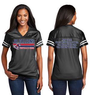Vacaville Christian Junior Football Spirit Gear On-Demand-Sport-Tek Ladies Jersey Stripe Logo