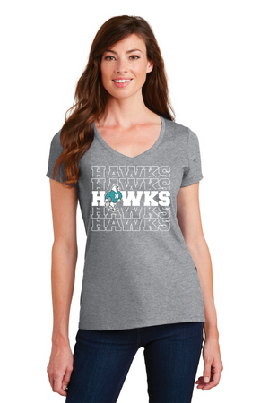 Herbert Akins Spirit Wear 23/24 On-Demand-Port and Co Ladies V-Neck Hawks Logo