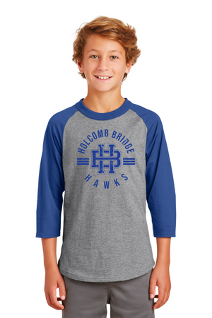 Holcomb Bridge Middle School Spirit Wear 23/24 On-Demand-Unisex Baseball Tee HB Blue Logo