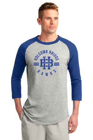 Holcomb Bridge Middle School Spirit Wear 23/24 On-Demand-Unisex Baseball Tee HB Blue Logo
