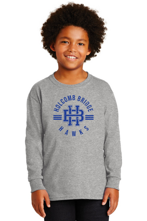 Holcomb Bridge Middle School Spirit Wear 23/24 On-Demand-Unisex Long Sleeve Shirt HB Blue Logo