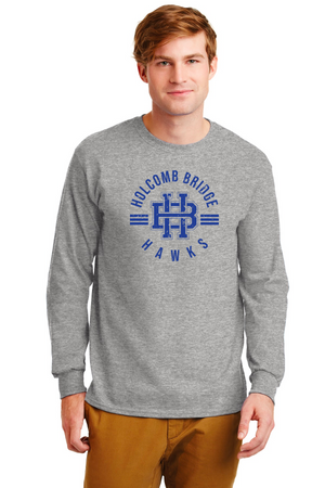 Holcomb Bridge Middle School Spirit Wear 23/24 On-Demand-Unisex Long Sleeve Shirt HB Blue Logo