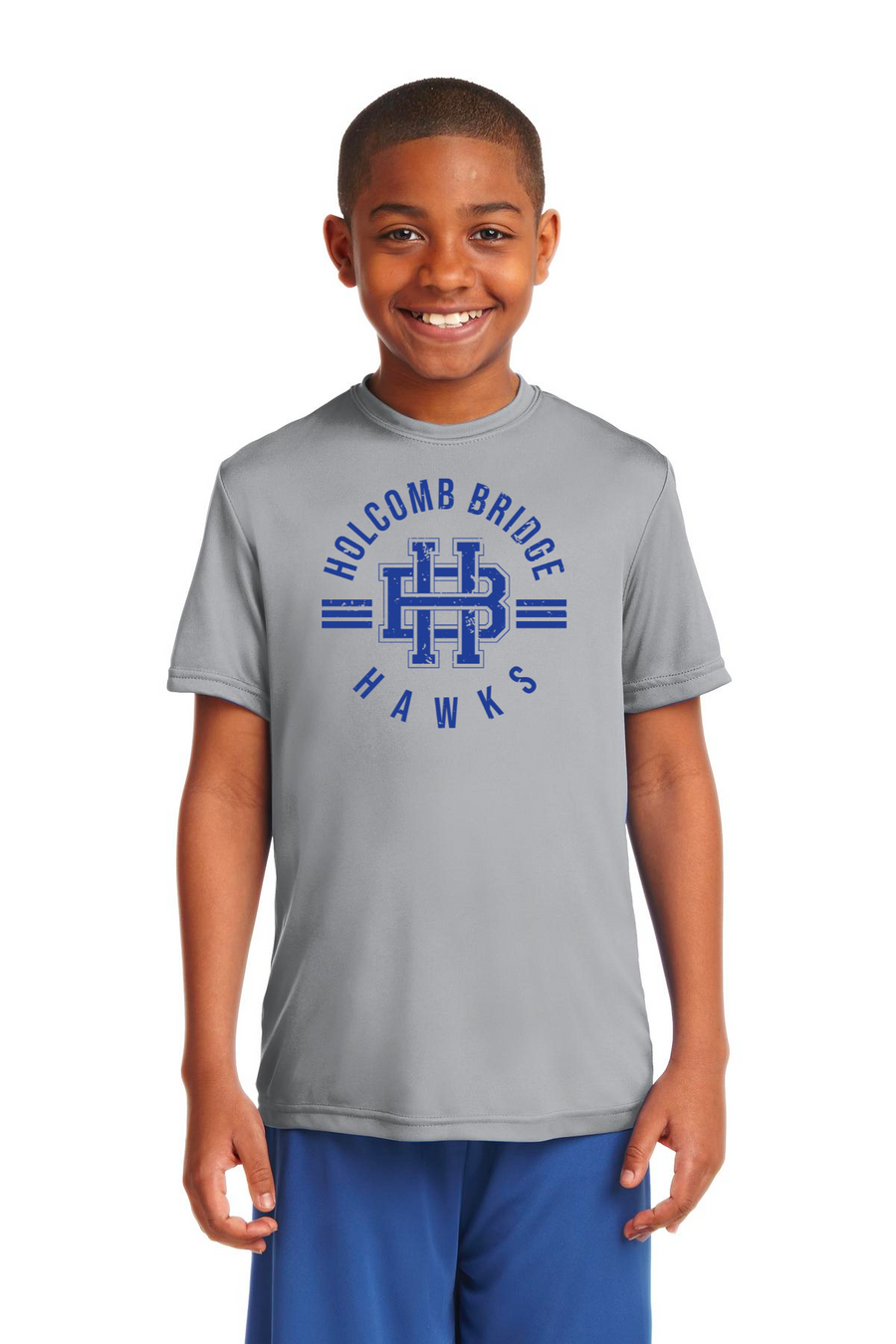 Holcomb Bridge Middle School Spirit Wear 23/24 On-Demand-Unisex Dry-Fit Shirt HB Blue Logo