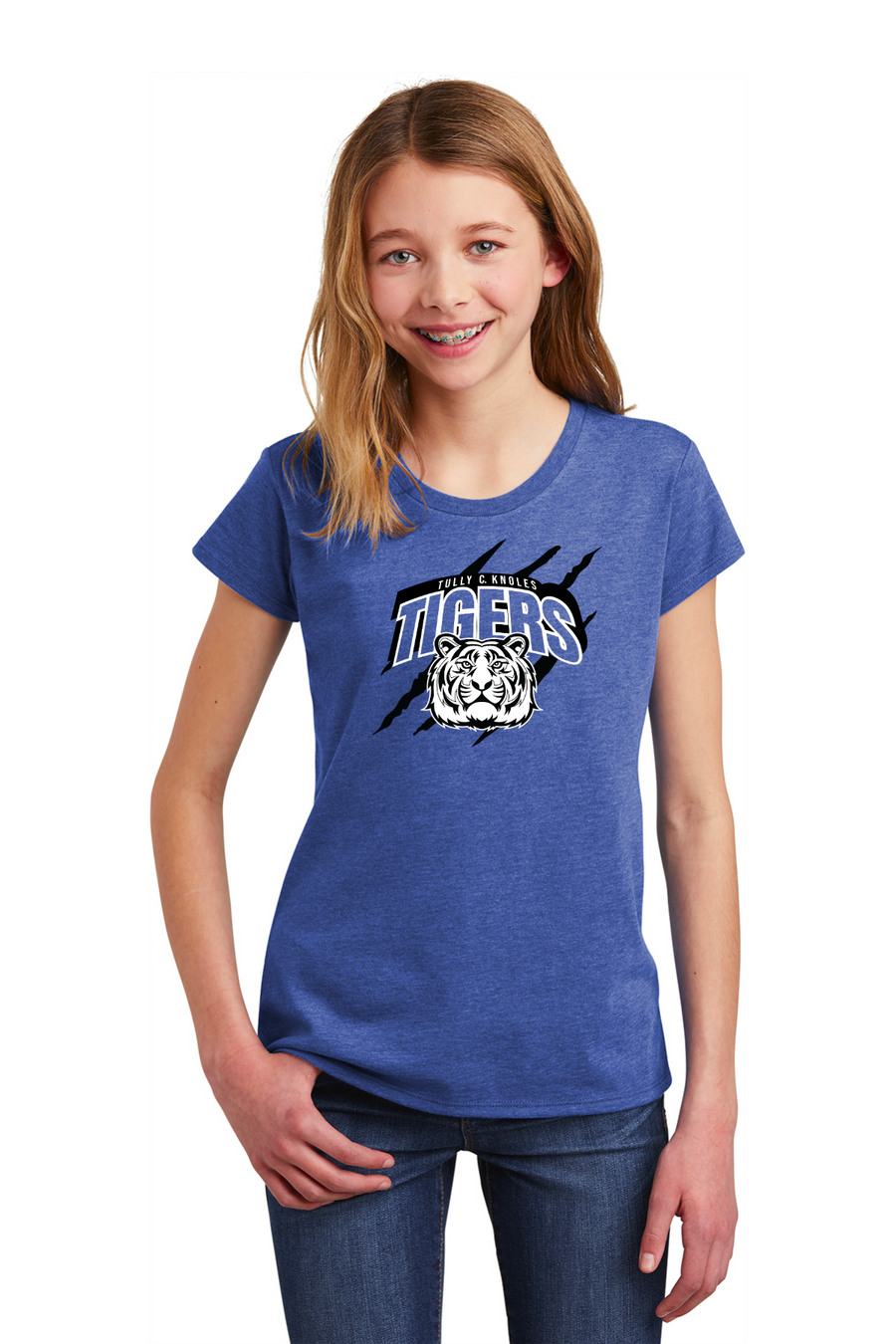 Tully C Knoles - Spirit Wear 23/24 On-Demand-Youth District Girls Tee Tiger Logo
