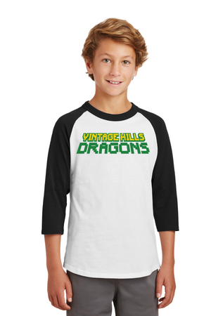 Vintage Hills Spirit Wear 2023-24 On-Demand-Unisex Baseball Tee Vintage Dragons