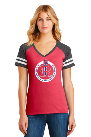 Rafer Johnson Jr High 2023-24 Spirit Wear On-Demand-District Ladies Game V-Neck Tee Rafer Logo