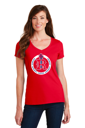 Rafer Johnson Jr High 2023-24 Spirit Wear On-Demand-Port and Co Ladies V-Neck Rafer Logo